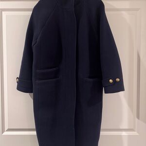 Jcrew Navy Long Toscana Coat in Italian Stadium Wool